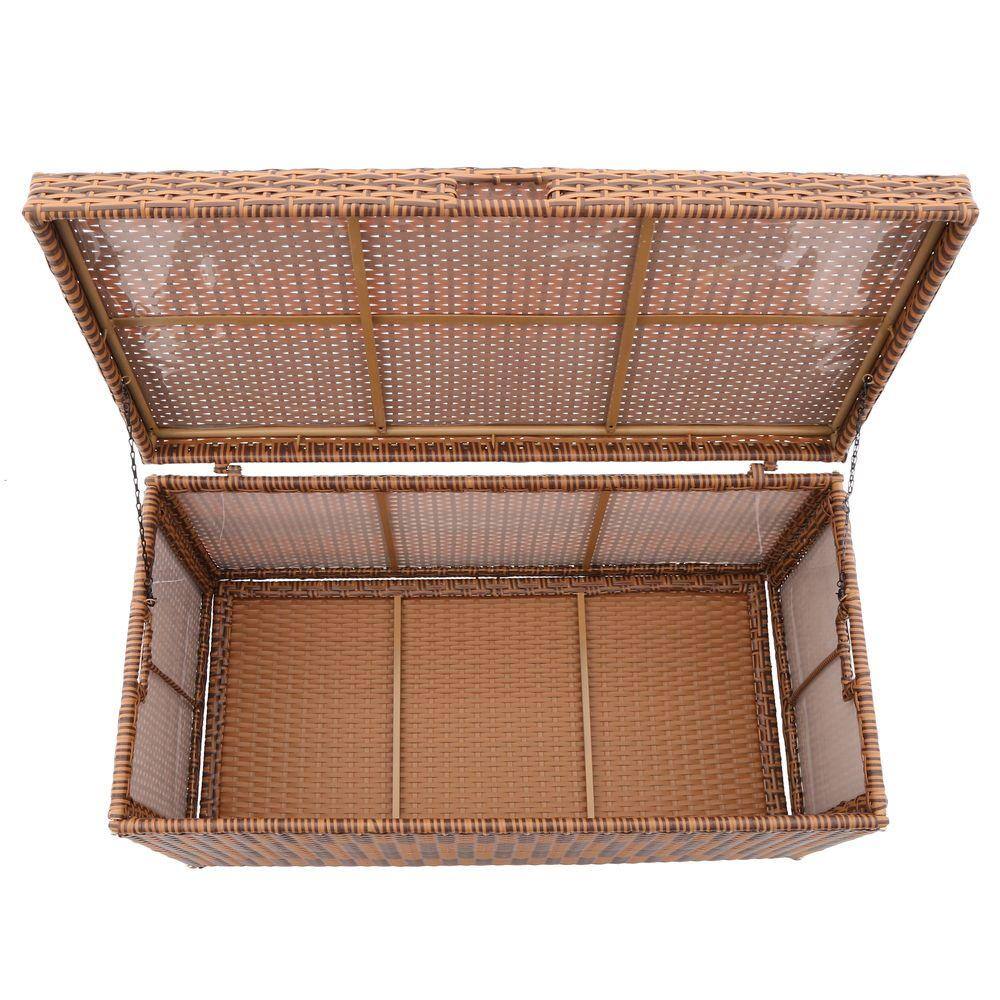 Honey Wicker and Steel 40" Outdoor Deck Storage Box