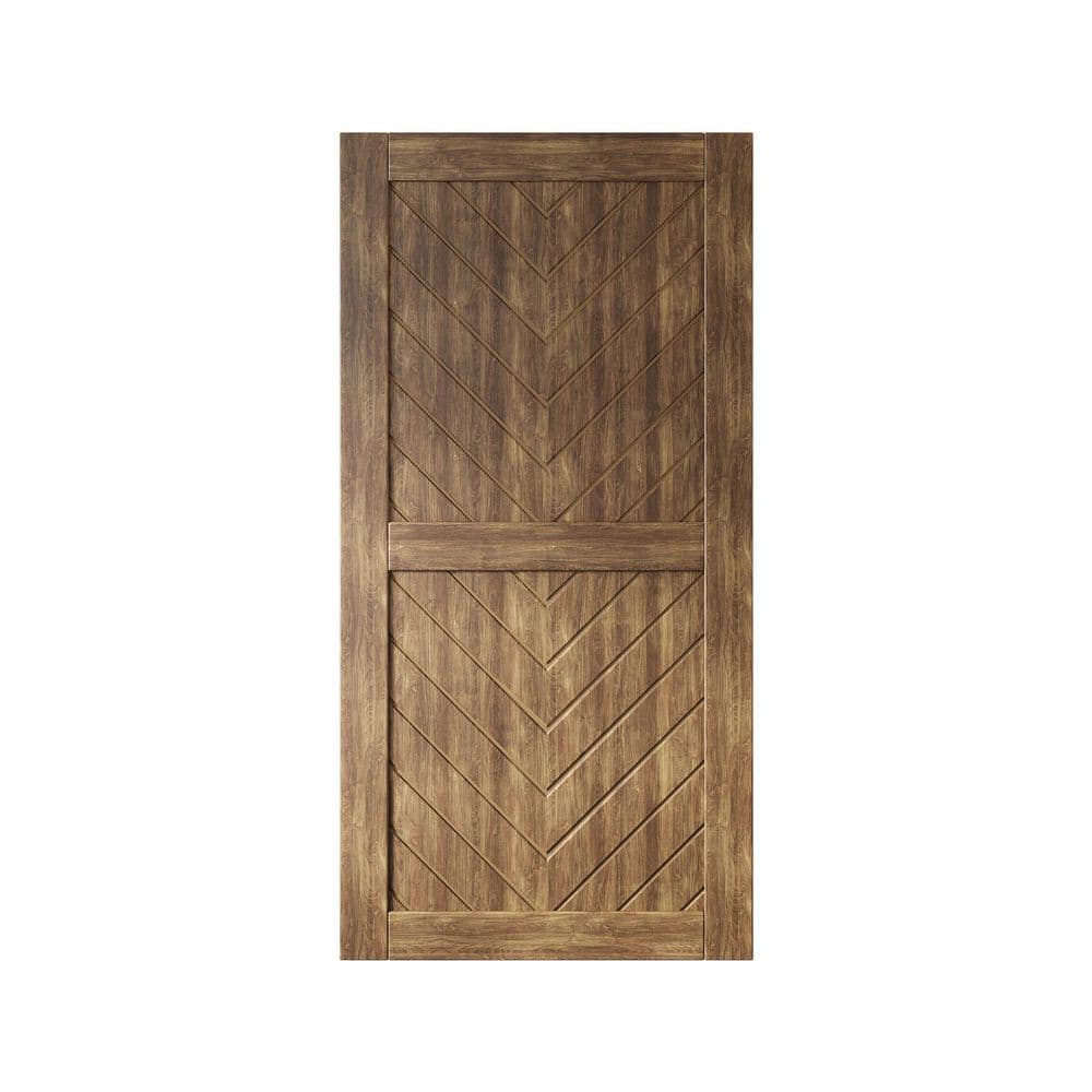 JT3 40 in. x 80 in. C-Panel Solid Core Dark Walnut Fishbone Design Pine Wood Interior Sliding Barn Door Slab price history on PriceWatchPro