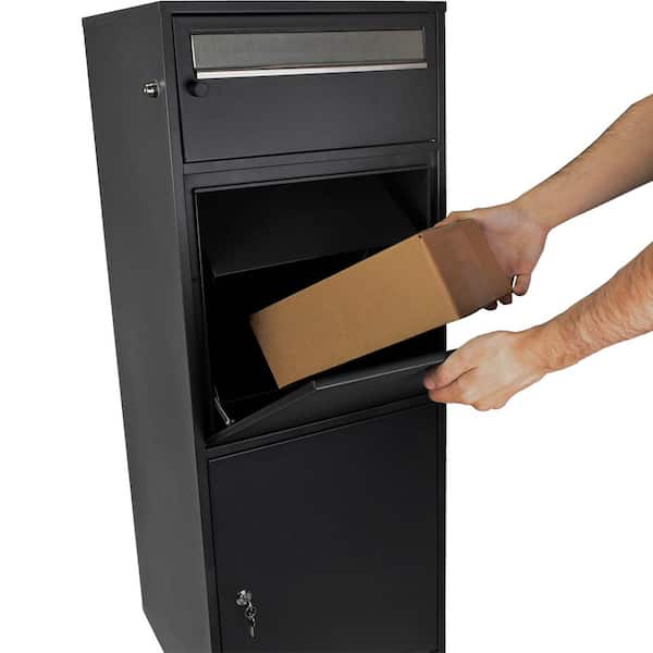 BARSKA MPB-700 Black Ground Mount Locking Mailbox and Parcel Box