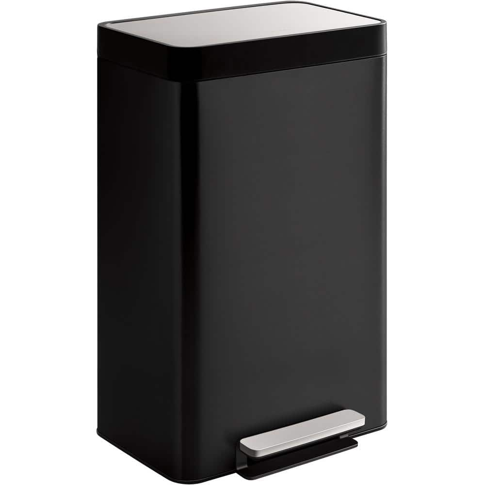 KOHLER 13 Gal. Stainless Steel Trash Can in Black Stainless