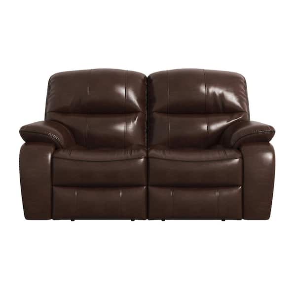EVERGLADE HOME Slater 65 in. Round Arm Faux Leather Straight in Brown