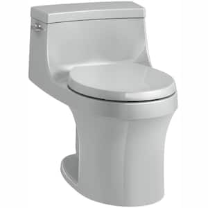 San Souci 12 in. Rough In 1-Piece 1.28 GPF Single Flush Round Toilet in Ice Grey Seat Included