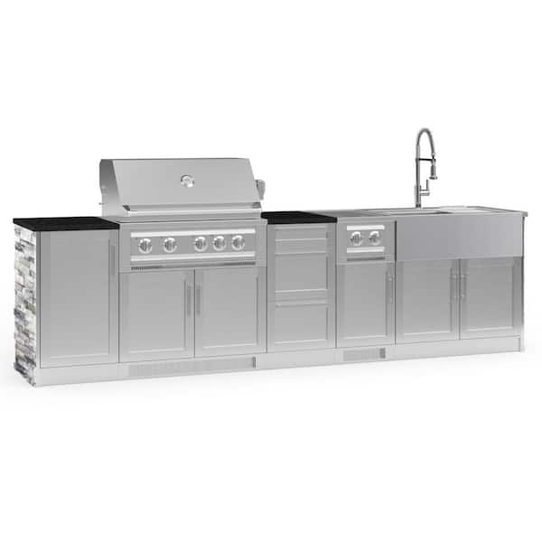 NewAge Products Signature Series 127.16 in. x 25.5 in. x 58.64 in. 10-Piece Outdoor Kitchen Cabinet Set with Liquid Propane 36 in. Grill