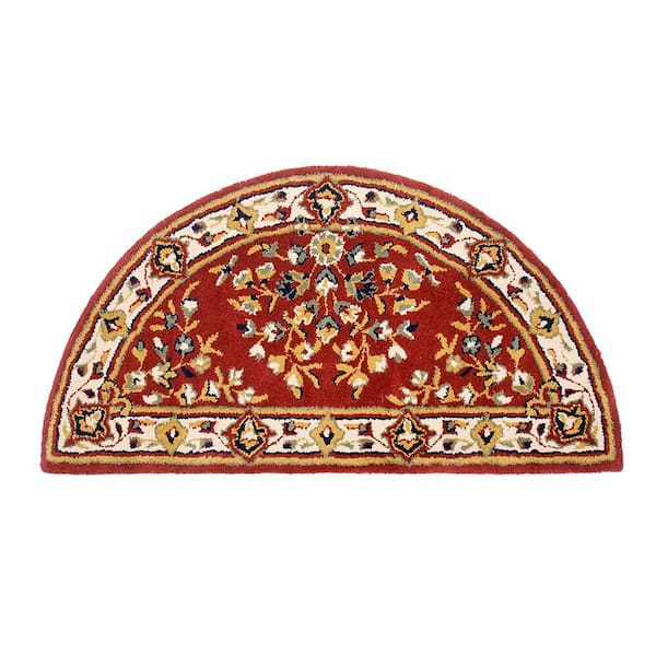 2 ft. x 4 ft. Half Round Oriental Area Rug, Burgundy