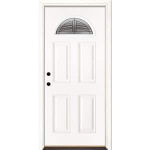 37.5 in. x 81.625 in. Rochester Patina Fan Lite Unfinished Smooth Right-Hand Inswing Fiberglass Prehung Front Door