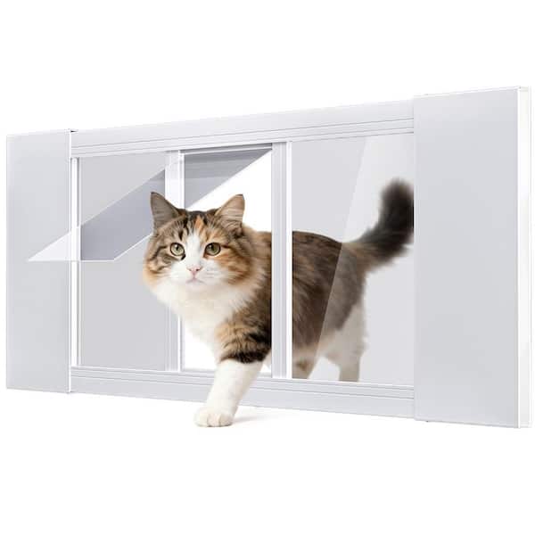 Pet Cat Door for Window Adjustable Width of 23 in .- 34 in. Window Cat Door Insert Quick Installation Pet Doors for Cats