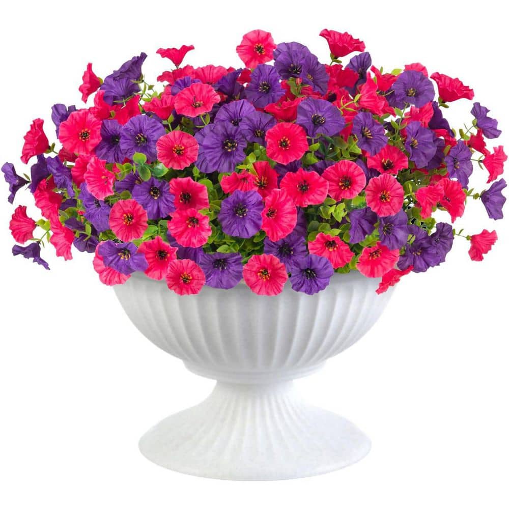 14 in. Multi-Colored Purple Indoor/Outdoor Artificial Morning Glory Flower