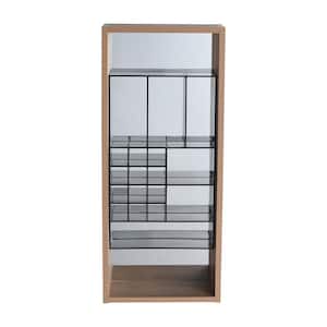 11.8 in. W x 5.9 in. D x 27.6 in. H Bathroom Storage Wall Cabinet in Brown with Mirror
