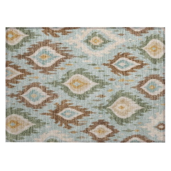 Chantille Machine Washable Indoor/Outdoor Abstract ACN3073 Aqua 2 ft. x 3 ft. Accent Rug