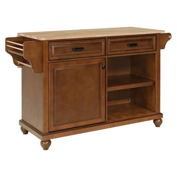 Xzkai Brown Wood 57.5 in. Kitchen Island with Towel Rack