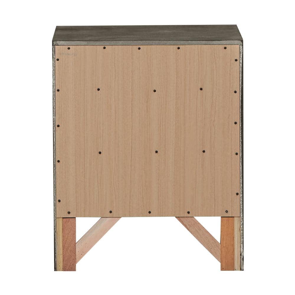 Gray Wood Veneer 3-Drawer Nightstand