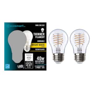 40-Watt Equivalent A15 Dimmable Fine Bendy Filament LED Vintage Edison Light Bulb Bright White (2-Pack)