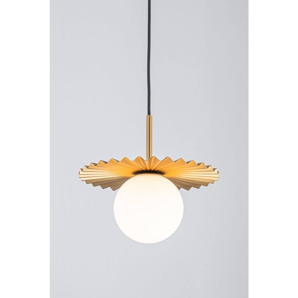 Lotus 1-Light 11.8 in. W Brushed Brass Sunburst Globe Pendant Light for Living Room and Dining Room price history on PriceWatchPro