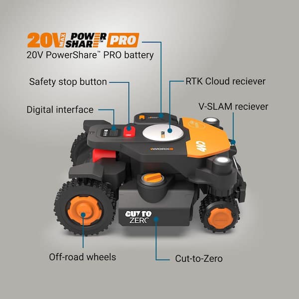 Worx Landroid Vision Cloud 9 in. 4WD Robot Lawn Mower (1/2 Acre