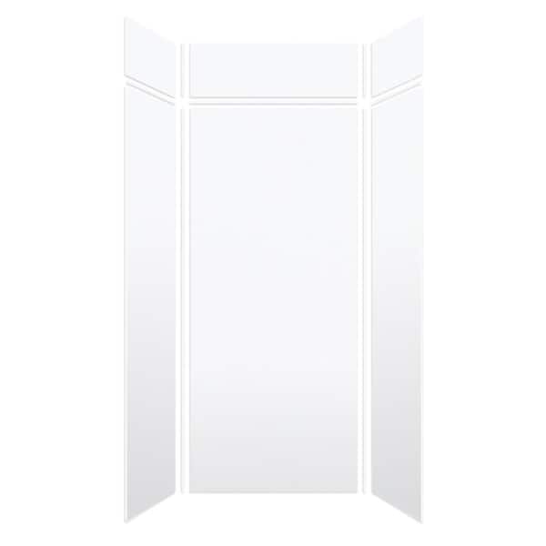 Transolid Saramar 36 in. W x 96 in. H x 36 in. D 6-Piece Glue to Wall Alcove Shower Wall Kit with Extension in. White Velvet