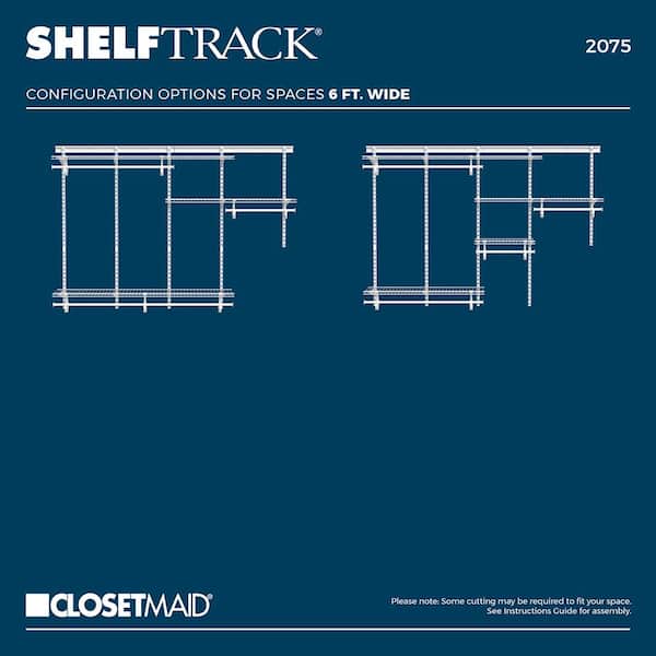 ShelfTrack 60″ W – 96″ W Closet System Starter Kit 