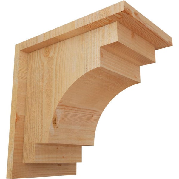 Ekena Millwork 8 in. x 12 in. x 12 in. Mediterranean Rough Sawn Douglas Fir Corbel with Backplate