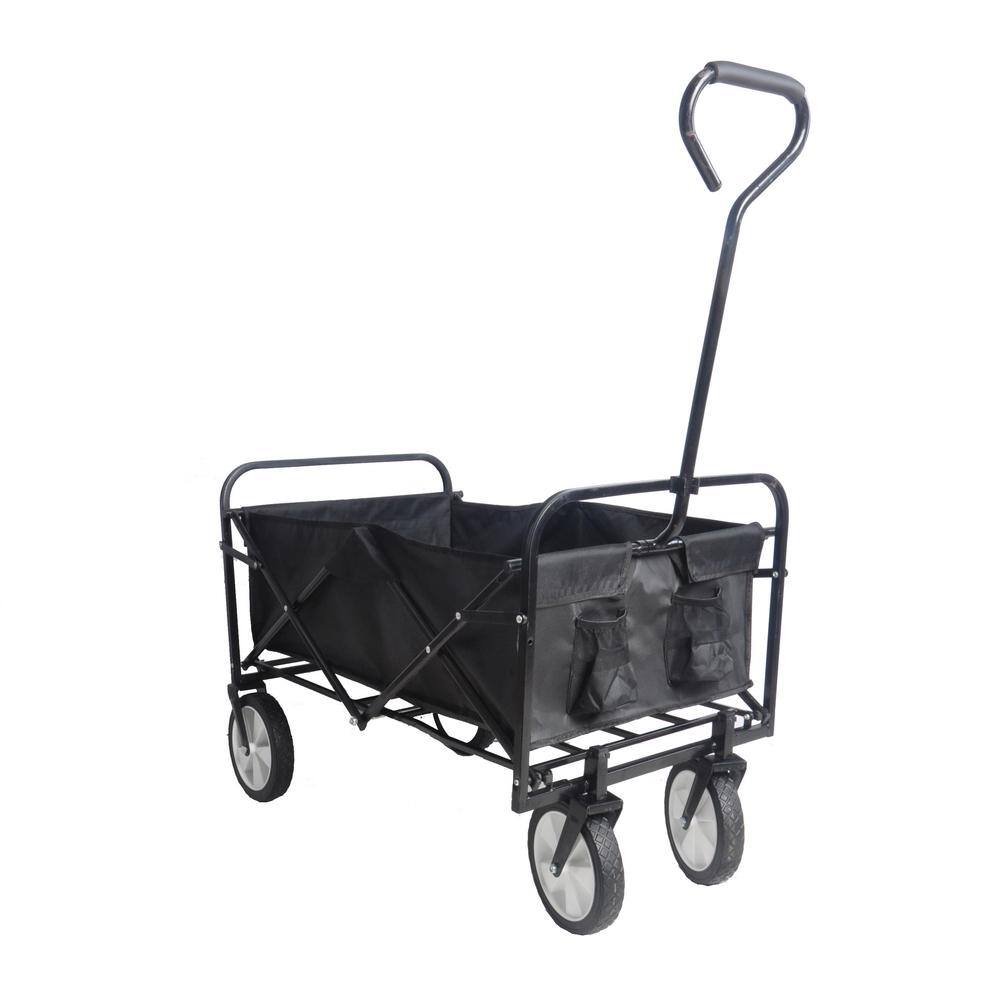 Serga 3.24 cu. ft. Foldable Portable Steel Outdoor Camping Garden Cart Blac