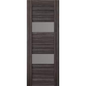 Vita 18 in. x 80 in. No Bore Solid Core 2-Lite Frosted Glass Gray Oak Finished Wood Composite Interior Door Slab