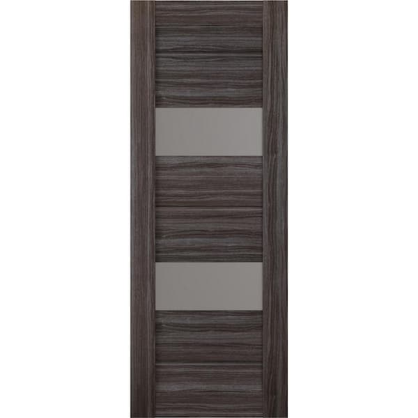Belldinni Vita 30 in. x 80 in. No Bore Solid Core 2-Lite Frosted Glass Gray Oak Finished Wood Composite Interior Door Slab
