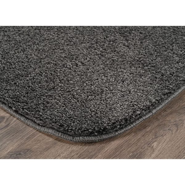 Sedona Cinder Gray Solid Color Plush Polypropylene Rectangle 4 Piece Bath Rug Set