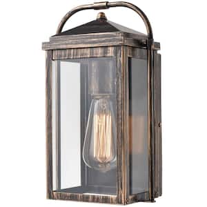 6.1 in. Gold Outdoor Hardwired Lantern Wall Sconce with No Bulbs Included