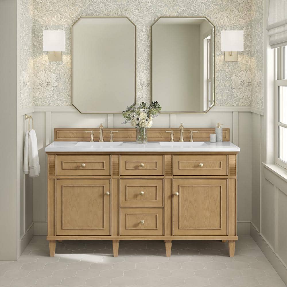 Lorelai 60.0 in. W. x 23.5 in. D x 34.06 in. H Double Bathroom Vanity in Light Natural Oak with White Zeus Quartz Top