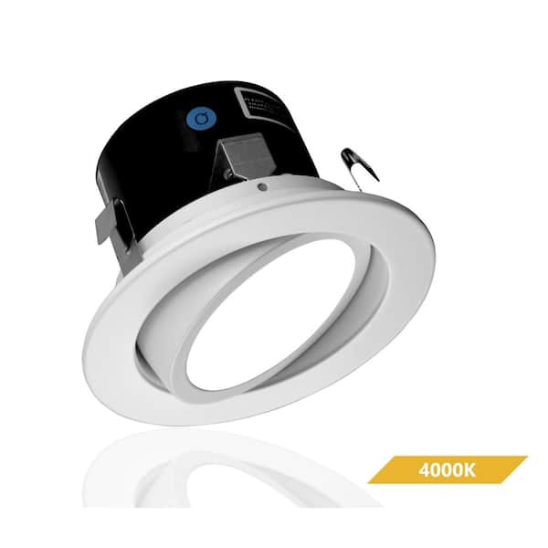 DLR Series 4 in. White (4000K) LED Retrofit Recessed Gimbal Trim Kit, 94 CRI