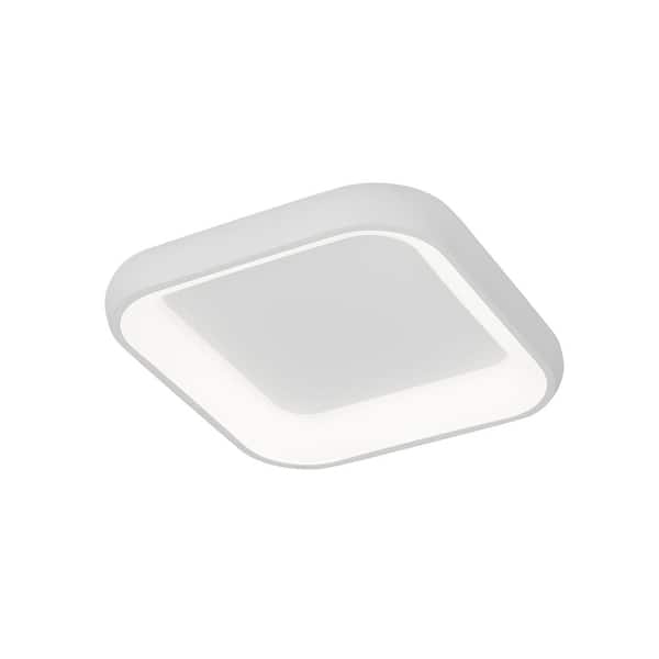 Justice Design Acryluxe Polaris 19 in. 1-Light Matte White Square LED Flush-Mount with Opal Acrylic Shade