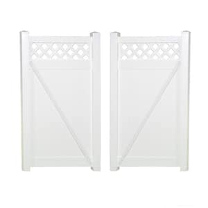 Ashton 7.4 ft. W x 7 ft. H White Vinyl Privacy Fence Double Gate Kit
