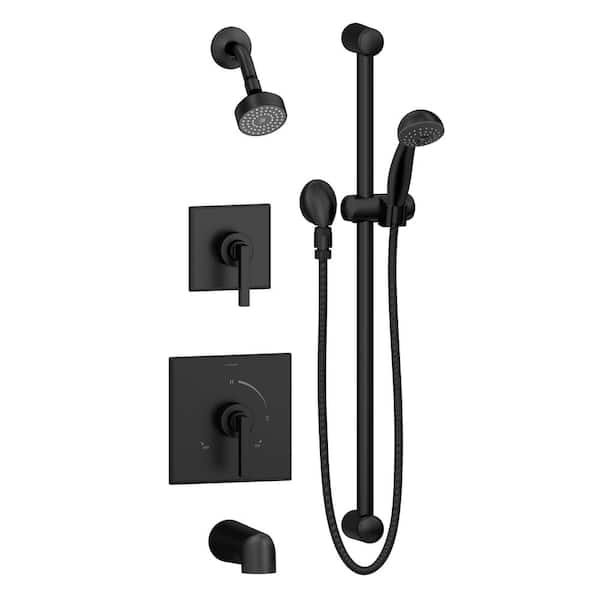 Symmons Duro 2-Handle Wall-Mount Tub and Shower Trim Kit in Matte Black (Valve Not Included)