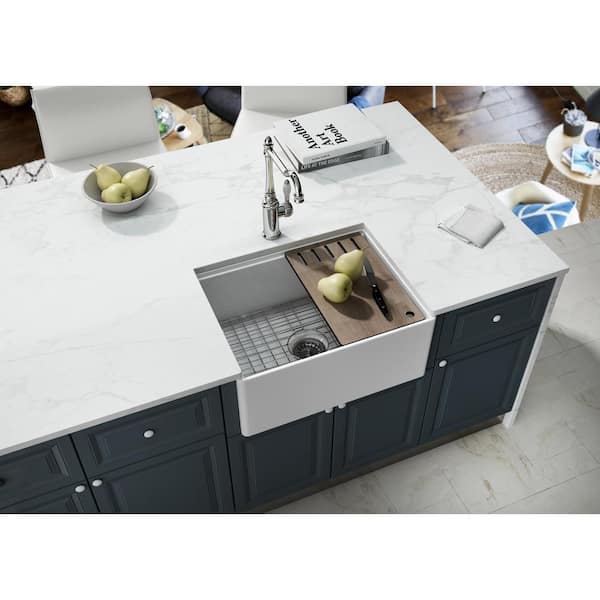 Derby Fireclay 27 in. Single Bowl Farmhouse Kitchen Sink with workstation Derby Fireclay 27 in. Single Bowl Farmhouse Kitchen Sink with workstation
