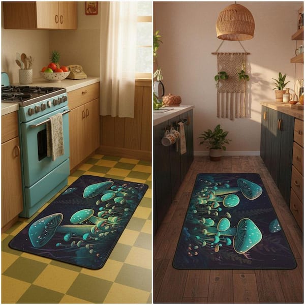 Color&Geometry Kitchen Rugs, Kitchen Rug Set 2 Piece Kitchen Runner Rug Kitchen Floor Mat, Cushioned Anti Fatigue Kitchen Mat Non Skid Waterproof Comfort Standing Kitchen Rug, 17"x29" 17"x59", Black - View #14