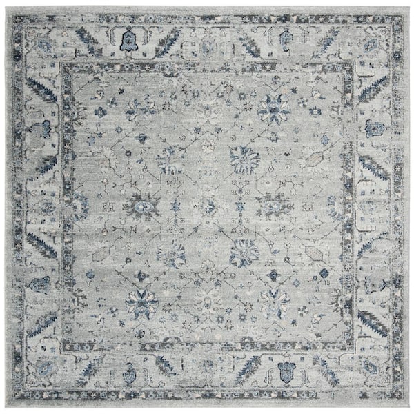 SAFAVIEH Charleston Gray/Dark Gray 7 ft. x 7 ft. Square Floral Area Rug