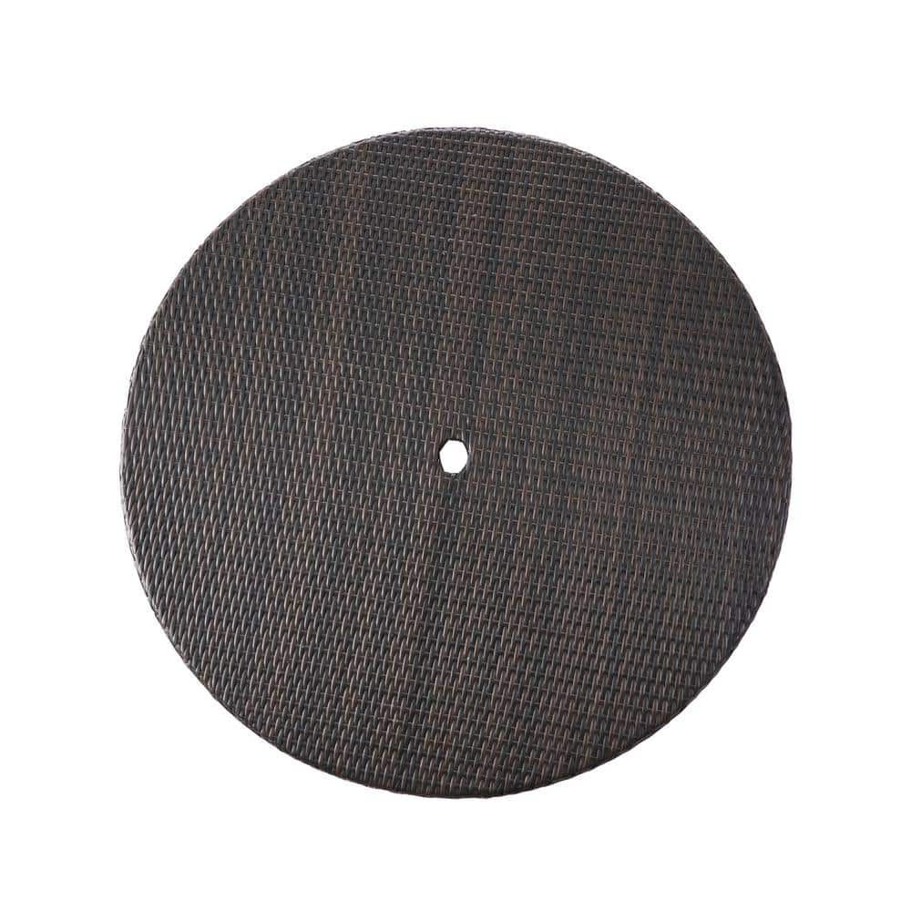 Corsica Brown Round Wicker Outdoor Dining Table with Silver-Tipped Legs