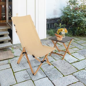 Folding Natural Bamboo Camping Chair With 2-Level Adjustable Backrest