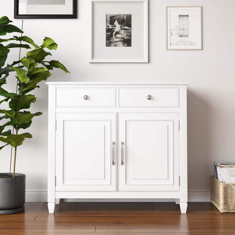 Simpli Home Connaught 40 in. W White Entryway Storage Accent Cabinet AXCCON47 WH The Home Depot