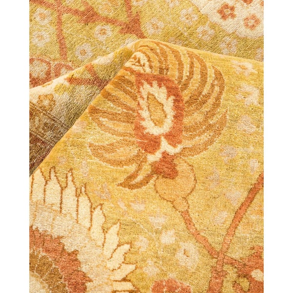 Mogul Green 6 ft. x 9 ft. Oriental Wool Indoor Area Rug