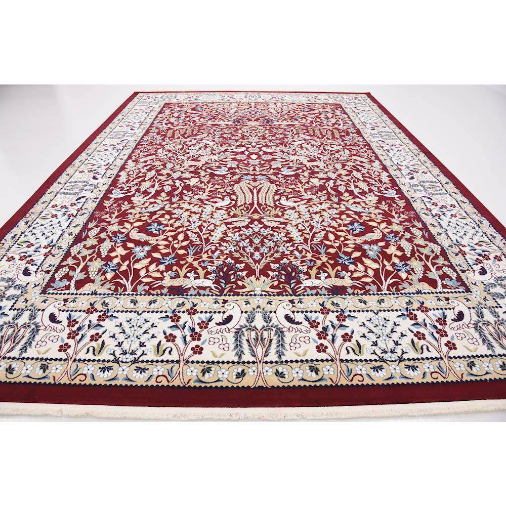 Burgundy Elegance 10' x 13' Stain-Resistant Synthetic Area Rug