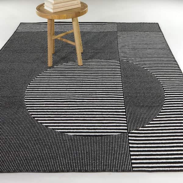 Webb Black 8 ft. x 10 ft. Striped Area Rug