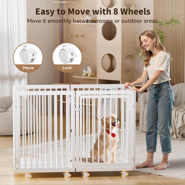 BOZTIY 30 in. Dog Playpen 6-Panel Metal Puppy Playpen with 8
