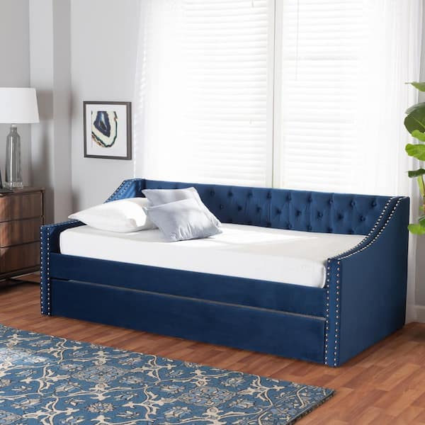 Baxton Studio Raphael Blue Twin Daybed with Trundle 187 11475 HD