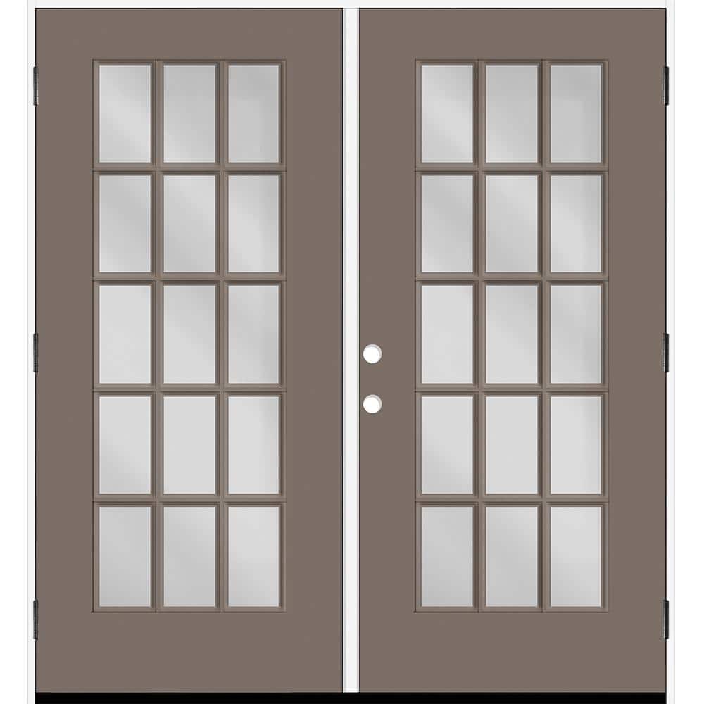 "Reliant 64 in. x 80 in. FullLite 15L-SDL Clear Glass LHOS Kindling Finish Fiberglass Double Prehung Front Door w/4"" Jamb" price history on PriceWatchPro