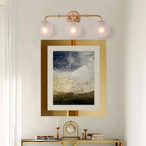 Modern Round Bathroom Vanity Light 3-Light Gold Globe Wall Sconce Light with Frosted Glass Shades