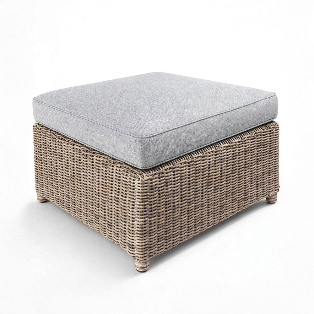 Lily Pond Gray Composite Wicker Rattan Indoor Outdoor Modular Patio Ottoman with 4 inch Thick All-Weather Cushion price history on PriceWatchPro