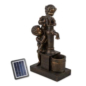 15.75 in. X 8.75 in. X 28.75 in. Teamwork Solar Fountain (Incl Pump)