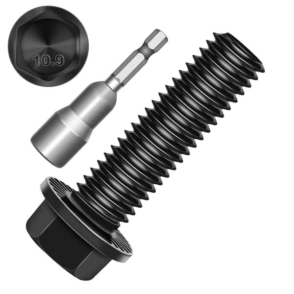 M10-1.5 x 35 mm Black Oxide Zinc Carbon Steel Flanged Hex Bolt Nut and Washer Set (10-Pack)