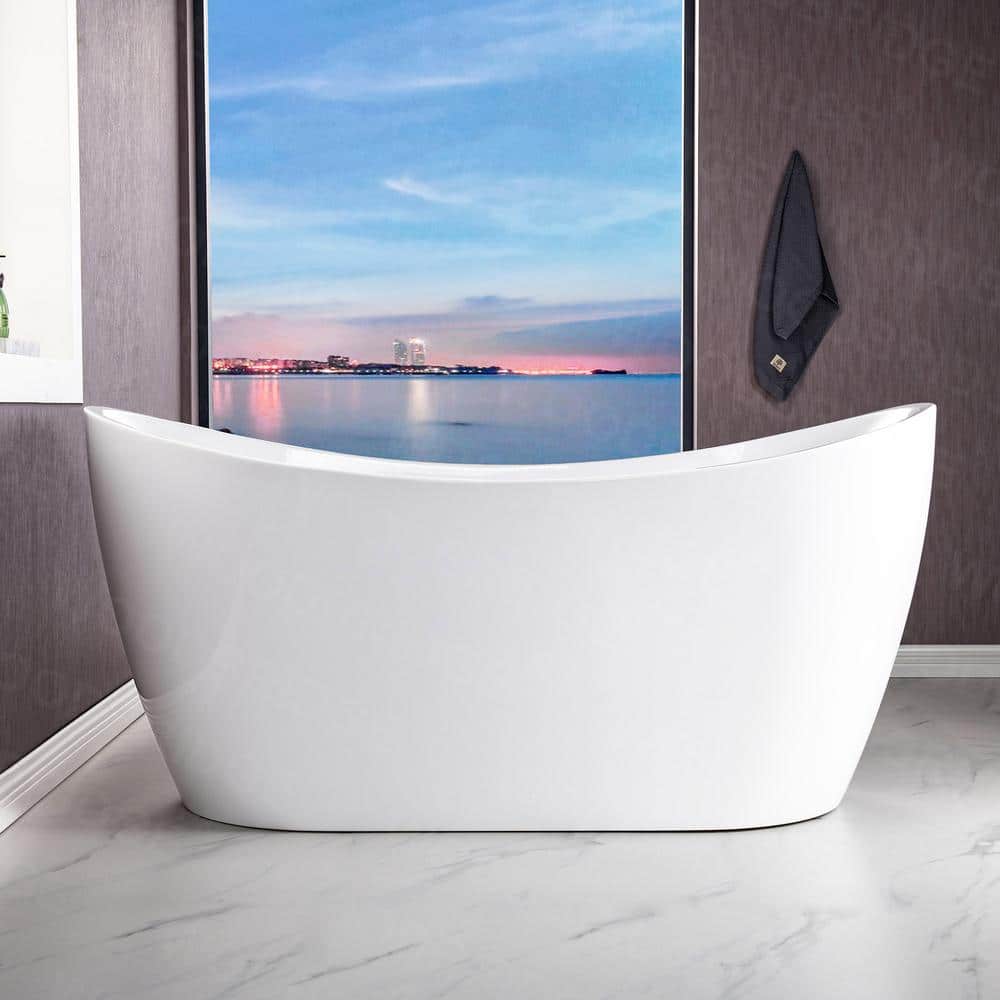 67'' White Acrylic Freestanding Double Slipper Bathtub