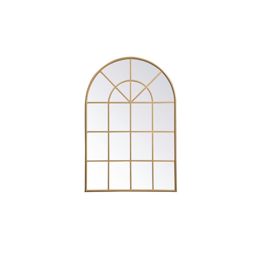 Contemporary Minimalist Brass-Finish Rectangular Wood Mirror 36x53"