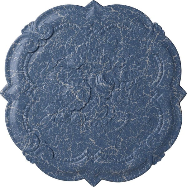 Ekena Millwork 24-3/8 in. x 1 in. Victorian Urethane Ceiling Medallion, Americana Crackle